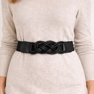 Rampage Chic Black Stretch Waist Braided Belt (38")